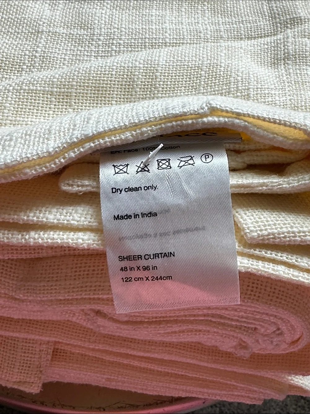 Quince Cotton Sheer Curtain Set -Ivory 48x96